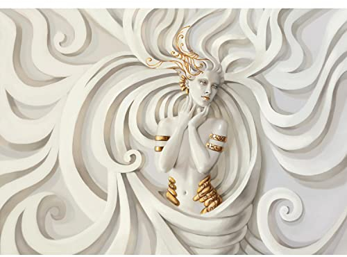 Runa Art Fototapete Abstrakt Frau 352 x 250 cm Vlies Tapeten XXL Moderne Wandtapete Wohnzimmer Schlafzimmer Gold Weiss 9368011a
