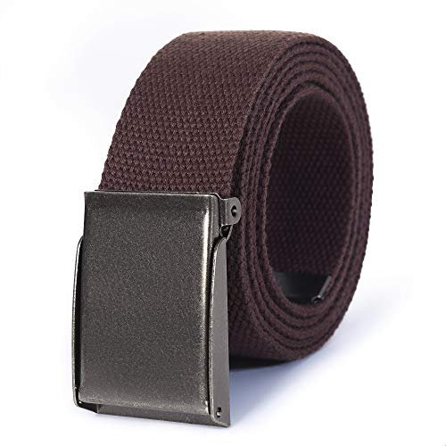 Mile High Life Leinwand Webgürtel Passend zugeschnitten Flip-Top Gebürstete silberne Nickelschnalle 24 Farben
