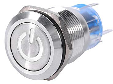 interruptor led 12V 16mm, Interruptor de botón LED, Interruptor de encendido redondo led 1NO1NC(Blanco) Interruptores de automoción