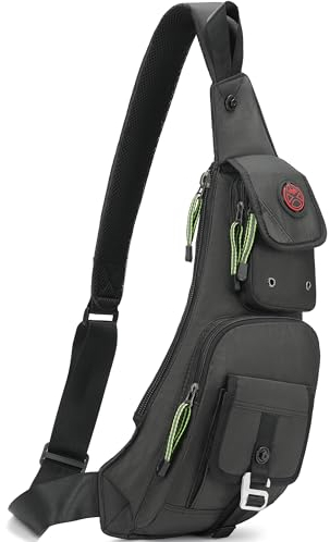 Nicgid Sling Bag Chest Shoulder Backpack Fanny Pack Crossbody Taschen für Herren, Schwarz (passend für 24,6 cm (9,7 Zoll) iPad)., One_Size, Radsport