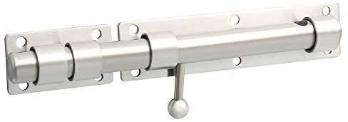 SAYAYO Verrous Loquet Porte Extérieur Loquet de Porte à Boulon Coulissant Verrou de Porte à Barillet Serrure avec Trou pour Cadenas, Finition Brossée en Acier Inox, EMS9200-LS (Cadenas Non Compris)