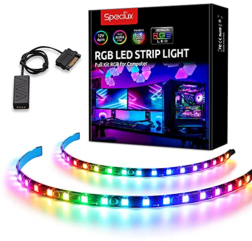 Speclux Striscia indirizzabile a LED - Striscia d'arcobaleno con magnete e adesivo bifacciale, Intestazione 5V ADD, compatibile con Asus Aura, Gigabyte RGB Fusion, Asrock RGB Led, MSI Mystic Light