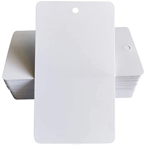 Ziyero Umweltfreundlich Papieranhänger Rechteck Kraftpapier Tags Kartonetiketten, mit Loch für Schnur oder Quaste, für Preisschilder, DIY, Sammelalben, Geschenk dekorationen usw—300 Stück (weiß)