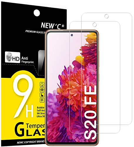 NEW'C 2 Piezas, Protector Pantalla para Samsung Galaxy S20 FE / S20 FE 5G, Cristal Templado Antiarañazos, Antihuellas, Sin Burbujas, Dureza 9H, 0.33 mm Ultra Transparente, Ultra Resistente