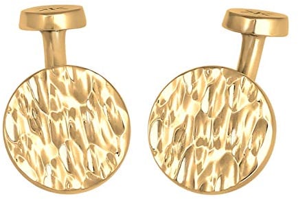 Kuzzoi Manschettenknöpfe für Herren Coin Design im gehämmerten Look, 925 Sterling Silber vergoldet, Cufflinks für das Hemd, Stilvolles Männer Geschenk für Hochzeit und Geburtstag