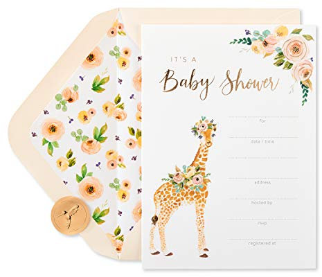 Papyrus Einladungskarten für Babyparty, Giraffe, 20 Stück