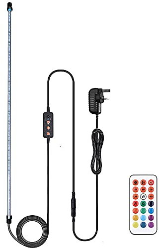 VARMHUS LED Aquarium Lighting, Aquarium Lamp White and Blue Color Changing Submersible Fish Tank Light with Small Simple Aquarium Timer for Sunrise and Sunset (RGB 112cm)