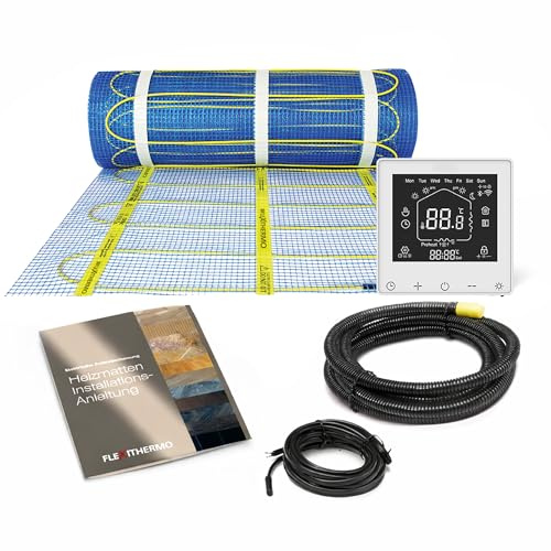 Flexithermo™ Standart elektrische Fußbodenheizung Komplett-Set I Heizleistung 150 W/m² (9,0m x 0,5m; 4,5m²) Fußbodenheizung elektrisch f. Böden aller Art I inkl. Digital-Thermostat mit Wochenprogramm