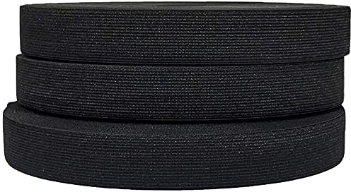 25 Metros de Goma Elástica de Costura, Disponible en Varios Anchos, Cinta Elástica para Coser, Cinta Elástica Ancha, Goma para Coser y Manualidades, Goma para Ropa, (Negro, 40mm)