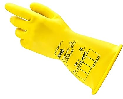 Ansell ActivArmr Elektriker-Schutzhandschuhe, Elektroschutz Klass 0 (1000V), Elektrisch Isolierende Gummihandschuhe, Professionelle Arbeitshandschuhe 28cm, Gelb, Größe XL (1 Paar)