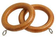 Wooden Curtain Pole Ring Hooks With Eyes for 28mm Poles (Antique Pine, Sample Ring)