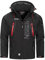 Geographical Norway Techno Men - Kapuzen-Softshelljacke Mann Wasserdicht - Outdoor Mantel Tactical Widerstandsfähig Windbreaker Jacket - Wandern Ski Herbst Winter Frühling (Schwarz Rot L)