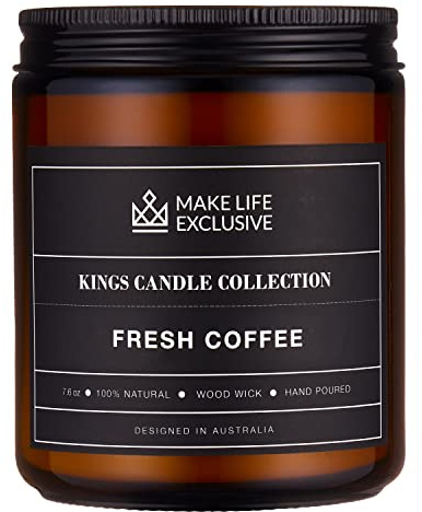 Duftkerzen für Männer | Frischer Kaffee, Gerüche von Espresso | Holzdocht, langanhaltend, maskuline Düfte | Natürliche Soja-Glaskerze für Zuhause, Mancave & Junggesellenabschied | Das perfekte
