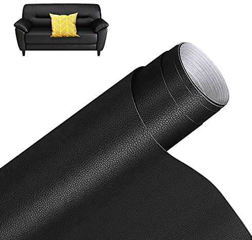 YushengTai Kunstleder Selbstklebende Leder Reparatur Set, Lederflicken Selbstklebende Leder Reparatur Patch 40 x 150cm, für Sofas Autositze Bürostuhl Kopfteil Handtaschen Jacken, Schwarz