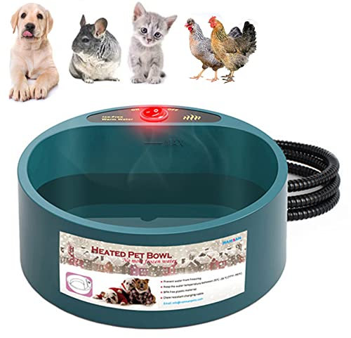 PJDDP Bol Chauffant pour Abreuvoir pour Animaux De Compagnie, 2200ML Bol À Boire Antigel Chauffé,Câble De Charge Anti-Morsure De 167Cm, pour Chiens/Chats/Lapins/Poulets en Hiver, Bleu