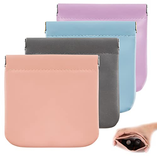 Kosmetiktasche aus Lammfell, wasserdicht, tragbar, klein, ohne Reißverschluss, selbstschließend, kleine Make-up-Tasche für Frauen, Mini-Make-up-Tasche, Reiseaufbewahrung (4 pcs)