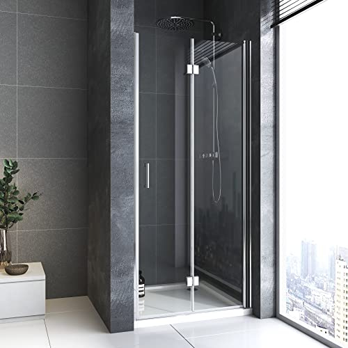 BD-Baode Duschtür Falttür 120cm Nischentür, Duschkabine 180° Schwingtür Falttür Duschwand Dusche NANO Echtglas,Verstellbereich 119-121 cm,Höhe 195 cm |