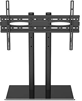 Supporto da pavimento per TV Supporto per TV da tavolo girevole universale per schermo piatto curvo da 32 a 55 pollici Supporto per piedistallo regolabile in altezza con base in vetro temperato fino a