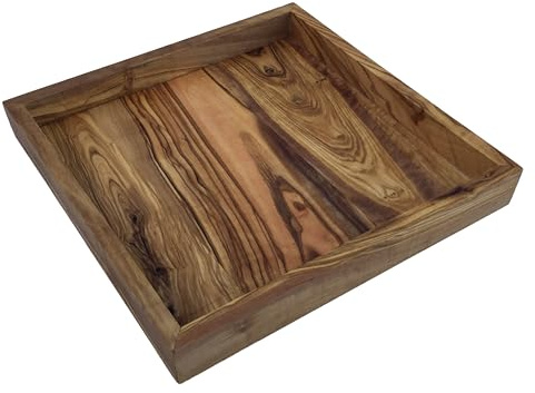 Vassoio quadrato 22 cm legno fatto a mano in legno d'ulivo, Vassoio Decorativo, Vassoi da Portata