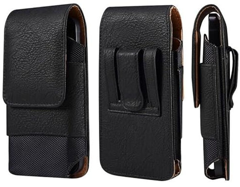 Pochette en Cuir pour Telephone Portable Ceinture Homme, Universel Ceinture Clip Sacoche Etui Telephone Sport Cuir Pochette Portable Housse Sac Randonnée Sac Banane de Voyage avec Boucle de Ceinture