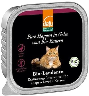 defu Katzenfutter | 16 x 100 g | Bio Landente Pure Happen in Gelee | Premium Bio Ergänzungsfuttermittel für Katzen