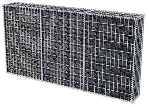 Keketa Gabionen-Körbe, Metall-Gabionen-Käfige mit 5 x 10 cm Netz für Steine, verzinkt, Garten-Dekor, Wandabtrennung 200x30x100 cm