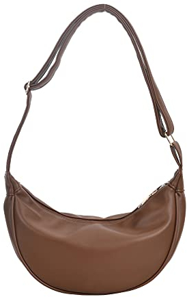 TIAASTAP Damen Halbmond Tasche Vegan Leather Halfmoon Bag Hobo Crossbody Bag Umhängetasche Damen Klein Bauchtasche Damen Stylisch Schultertasche mit verstellbarem Schultergurt, Braun