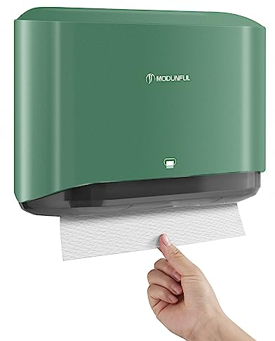 modunful Distributeur de Serviettes en Papier Mural Multi-usages - Pliage en C - pour Salle de Bain - Installation sans Trou - Couvercle en ABS Vert