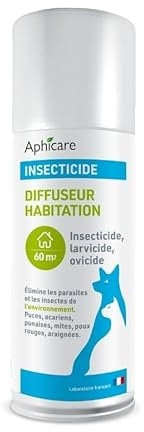Aphicare - Insecticide habitat - diffuseur automatique - Puces, Tiques, Punaises de lit - 250 ml - 60 m² - Fabriqué en France