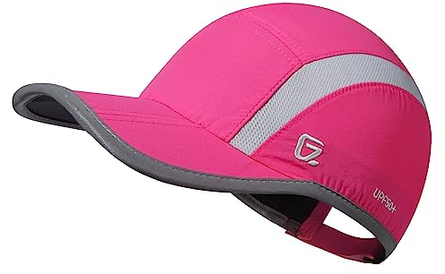 GADIEMKENSD Quick Dry Sports Hat Lightweight Breathable Soft Outdoor Run Cap (Folding Series, Rose Red)