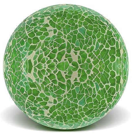 Yatinkim Green Glass Orbs Decorative Balls for Centerpiece Bowls Mosaic Decor Sphere Round Ball Vases Fillers Dining Table Mantle Wedding Party 1pcs 3.35 Inch