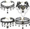 Gothic Halskette Set, 4 Stück Schwarz Spitze Choker, Halloween Lace Choker Halskette Schwarz, Vampir Kette Damen, Kostüm Schmuck für Karnevals Maskerade Party