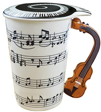 EYMPEU Kaffeetasse mit Violinengriff und Notenmuster, 3D Keramikbecher, ist eine ideale Wahl für Ferien- oder Geburtstagsgeschenke für Verwandte