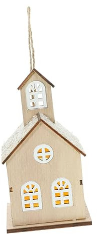 Garneck Holzhaus mit Led-Beleuchtung Ornament für Weihnachten Leuchtende Holzhaus-Dekoration Weihnachtsdeko aus Holz mit Lichteffekt