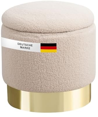 Albatros Hocker mit Stauraum Nizza – Sitzhocker mit Stauraum, Modernes Design, Edler Sherpa-Bezug – Sitztruhe oder Sitzbank mit Stauraum – optimal als Fußhocker oder Hocker Schminktisch, Beige