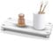 Acidea Quick Drying Stone Sink Tray, Instant Dry Sink Organizer Bathroom, Water Absorbing Stone Tray for Sink, Fast Drying Diatomaceaous Earth Sink Caddy for Kitchen Bathroom Counter, 11x4.3in, White