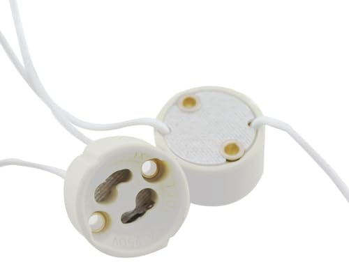 SQXBK Lampensockel, Beleuchtungszubehör, Keramik-Lampenfassung und Silikon-Drahtverbinder, Beige, GU10-Sockel, Lampenfassung für GU10-Sockel, 10 Stück