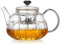 Glass Teapot, Unbreakable - Glass Tea Kettle 1130ML/38.2 FL OZ Glass Teapot with Removable Infuser and Lid, Stovetop Safe Tea Kettle, Blooming and Loose Leaf Tea Maker
