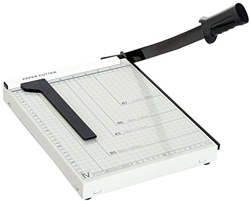 HOMCOM Tagliacarte A4 per 12 Fogli max con Griglia di Allineamento e Stampa Metrica, Taglierina per Carta in Metallo e ABS, 48x26.5x5 cm, Bianco e Nero