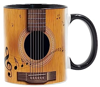 susiodeu Guitar Mug 3D Pattern Drinking Cup Ceramics Coffee Tea Milk Cup Creative Musical Notes Design Instrument Mugs for Home Office