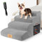 MASTERTOP Escaliers pour Chiens à 4 Marches en Éponge Haute Densité, Échelle Large pour Animaux de Compagnie, Rampe Antidérapant pour Animal Âgé/Blessé avec Housse Amovible&Lavable (Gris)