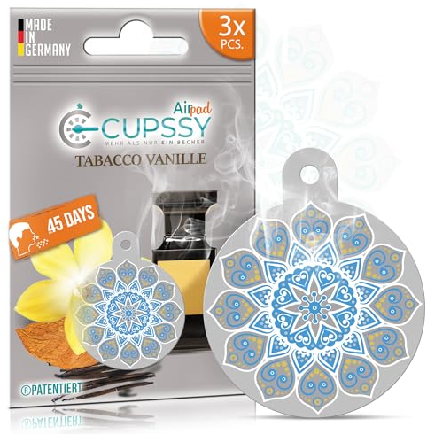 Lot de 3 désodorisants pour voiture, parfum de voiture inspiré du tabac et de la vanille, arbre parfumé pour l'intérieur du véhicule, 3 désodorisants AirPad