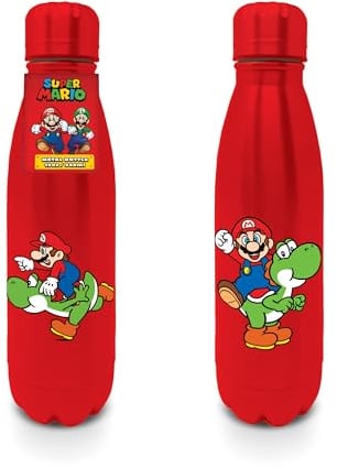 Pyramid International Nintendo Super Mario Mini Cola Bottle (Super Mario Design) Metal Water Bottle 540 ml Boys and Girls Water Bottle, Kids Water Bottles - Merchandise oficial