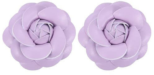 PATIKIL Blumen Haarspangen, 2er Pack Kamelien Haarnadeln Blumen Broschen Pin Handgefertigte Lederblumen Brosche für Damen Braut Frauen Hut Kleid Hemd, Lila