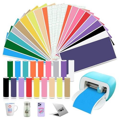 40 Bögen Smart Vinyl Permanent für Cricut Joy 14 x 30,5cm - 36 Plotterfolie Selbstklebend mit 4 Plotter Transferfolie Set, Vinyl Plotter Folie für für DIY Muster, Dekorative Aufkleber, Laptops, Tassen