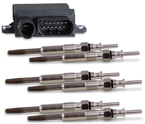 BESTPRICE 6x Glühkerze Stabglühkerze inkl. Glühzeitsteuergerät Kompatibel mit BMW 3er, 5er, 6er, 7er, X3 (E83), X5 (E53), X5 (E70), X6 (E71, E72)