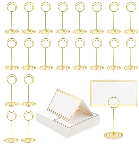 XingyLi 45 Pièces Set de Porte-Cartes de Table Or, 20 Porte Nom Table avec 25 Marque Place, Supports de Numéro de Table, Porte Photo Pince, Porte Numero de Table, Porte Menu Noms pour Mariage Fête