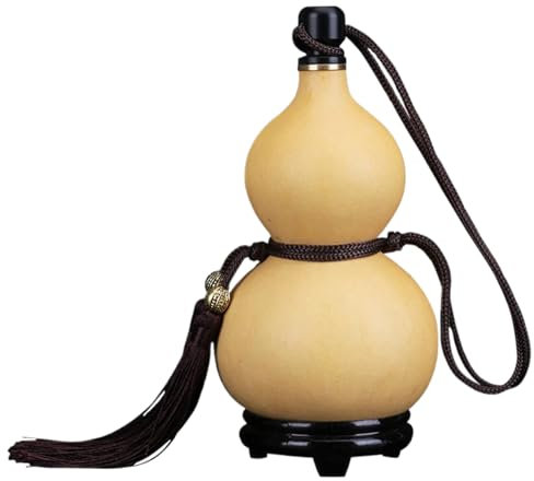 Gourd Water Bottle, Retro Gourd Water Gourd Bee-waxed Leakproof Drinking Chinese Gourd Water Bottle Portable Natural Bottle Gourd Chinese Design for Water Wine and Home Decor