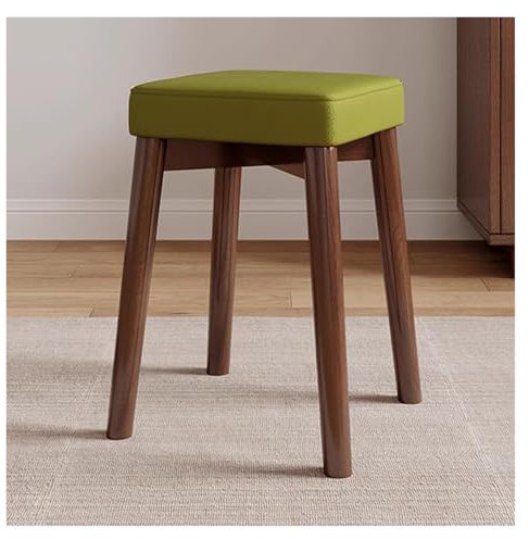 WIGSELBL Stapelbare Barhocker aus Holz, rückenfreie Thekenstühle mit quadratischer Oberseite, tragbare Barhocker, Schulhocker für Esszimmer, Klassenzimmer, Grün, 4 Stück