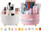 Lostwry 2 Pièces Support Rotatif à 360° pour bureau, Pot a Crayon Organisateur de Bureau avec 5 Compartiments Rangement Stylo pour L'école, la Maison, les Fournitures de Bureau (Blanc + Rose)